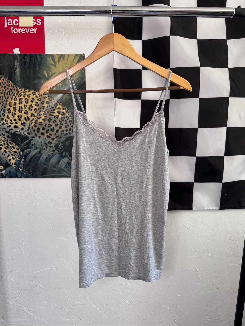 Heather Gray Lace Trim Cami